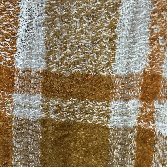 Marilu Orange Italian Linen Top Open Knit Lagenlook Plaid Tunic Shirt XL - Picture 11 of 16